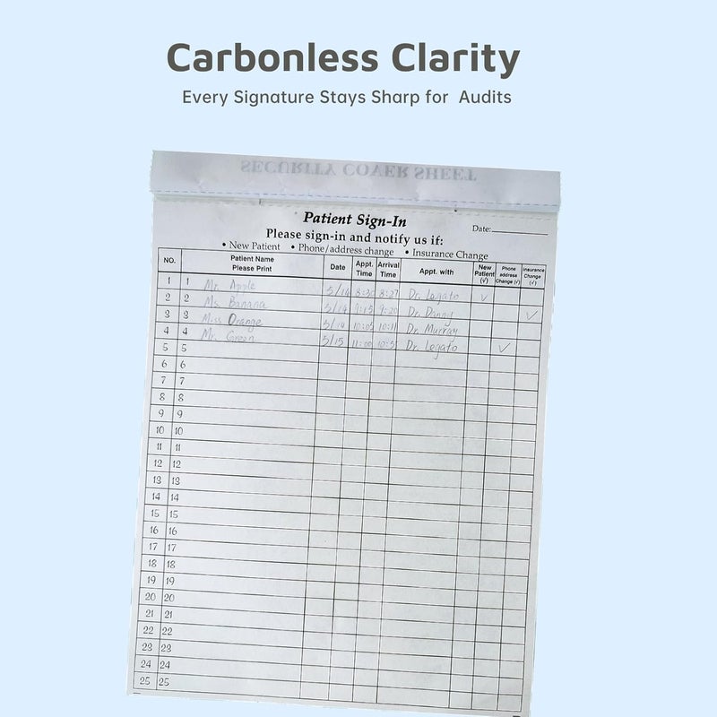 RelinPOE Patient Sign-in Sheets, HIPAA Compliant, 12 Sheets, Carbonless 3-Part Forms with Peel-Off Labels & Date Column, for Medical Offices, Dental Clinic (Blue,12 Sets-300 Labels) - Image 4